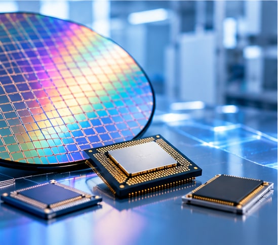 Silicon wafer and packaged semiconductor chips