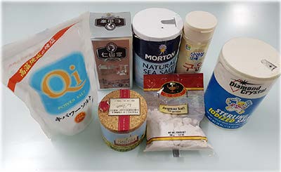Commercially available edible salt products from different geographical origins
