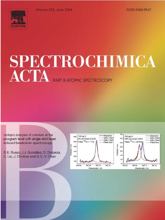 Cover of Spectrochimica Acta Part B, Volume 216, June 2024, featuring the uranium isotopic analysis paper