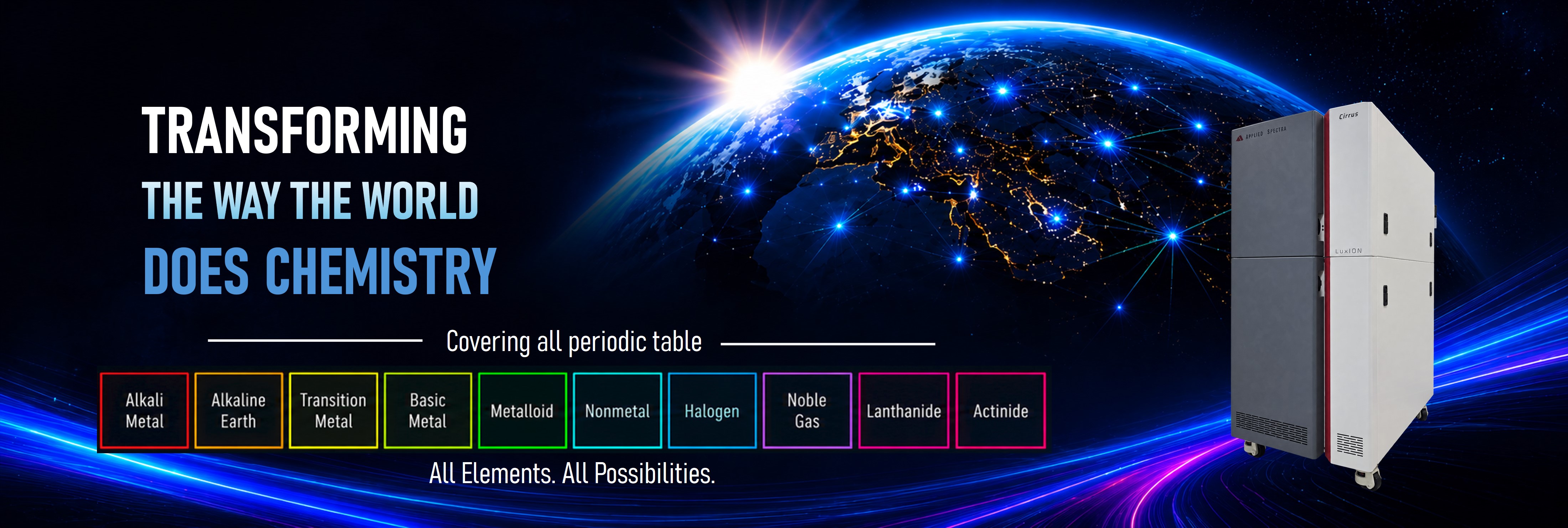 Transforming the way the world does chemistry — covering the entire periodic table, from alkali metals to actinides, with the LuxION Cirrus platform.